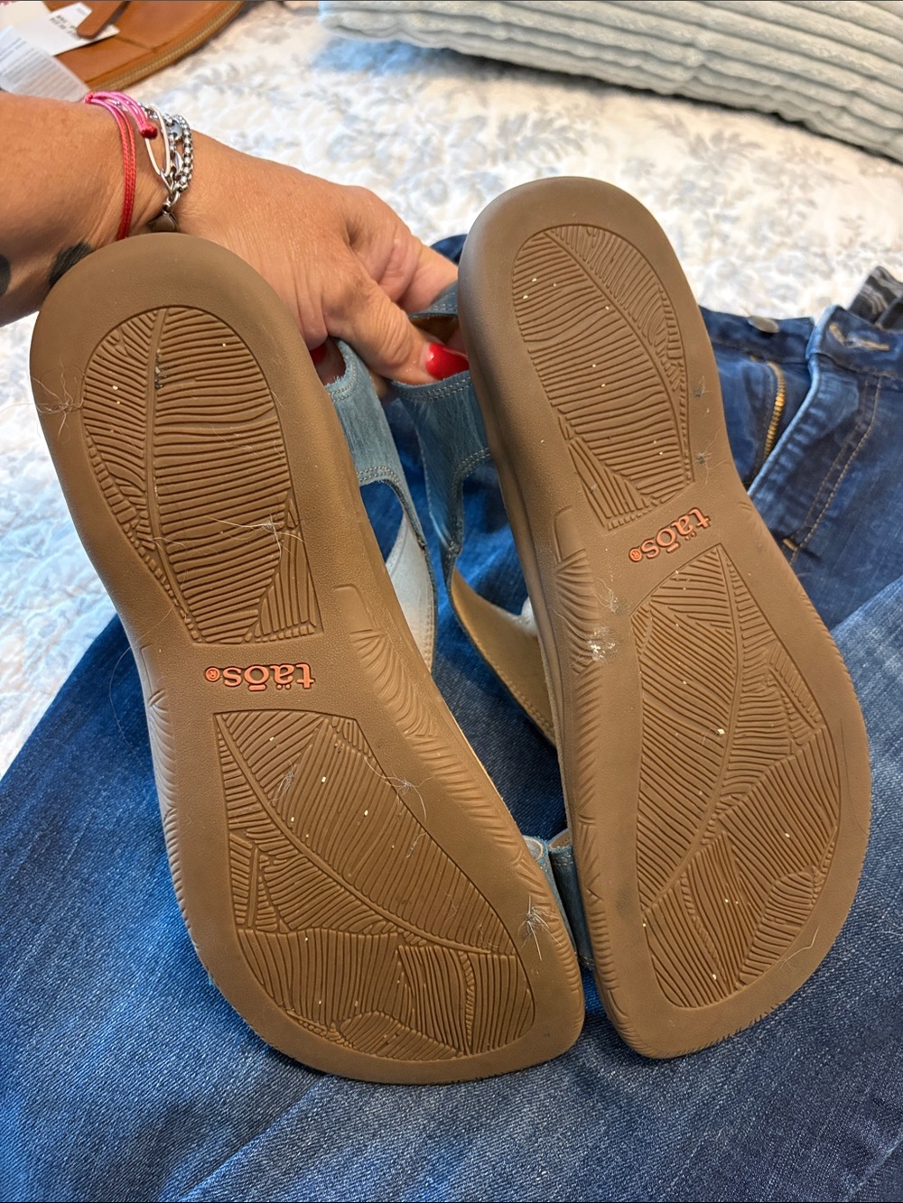 Taos Footwear Blue Leather Slingback Sandals - Picture 5 of 7